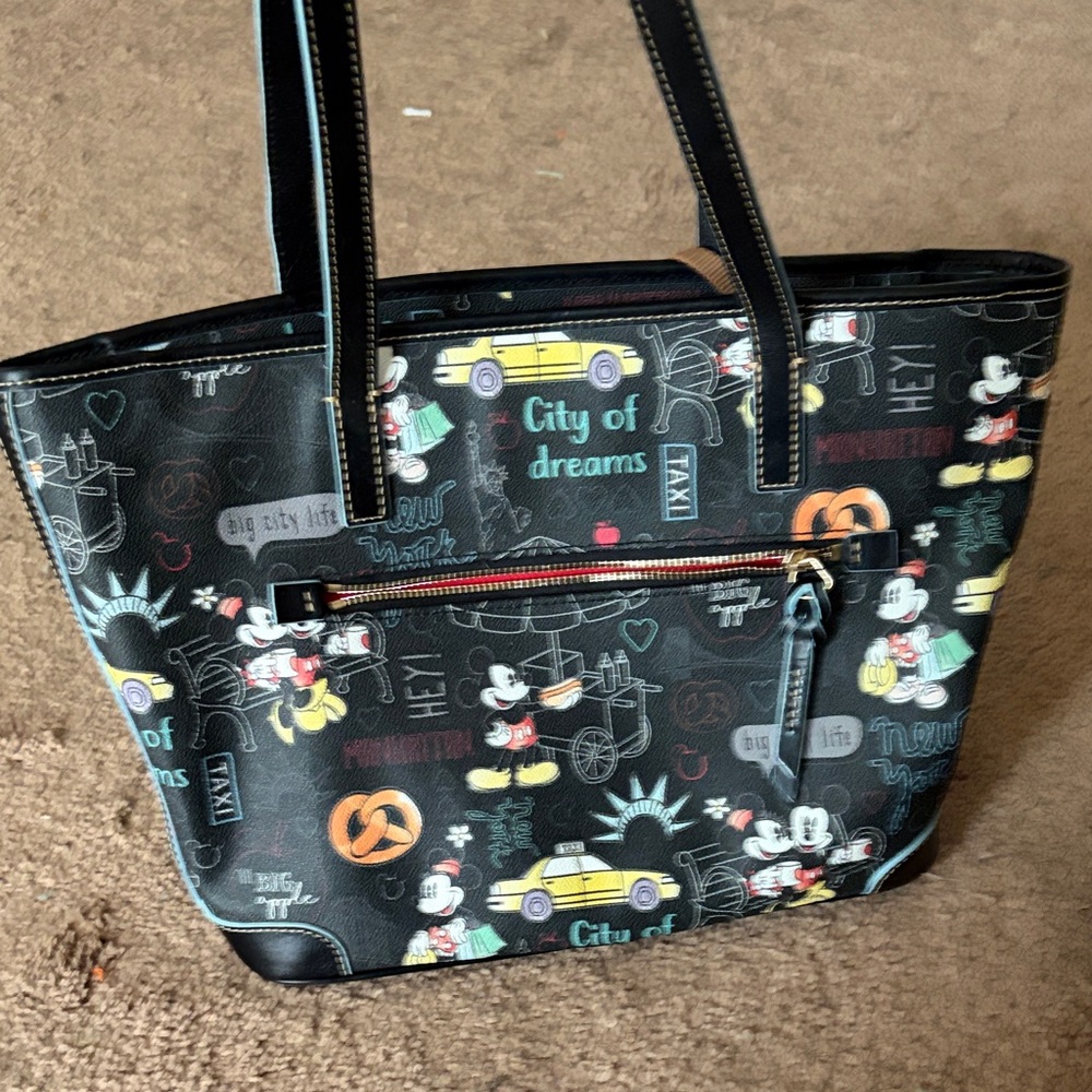 Dooney & Bourke Black Disney Tote with Colorful Accents - Picture 2 of 4
